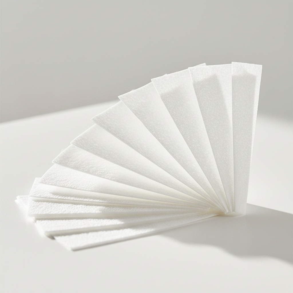Close-up of laundry detergent sheets fanned out